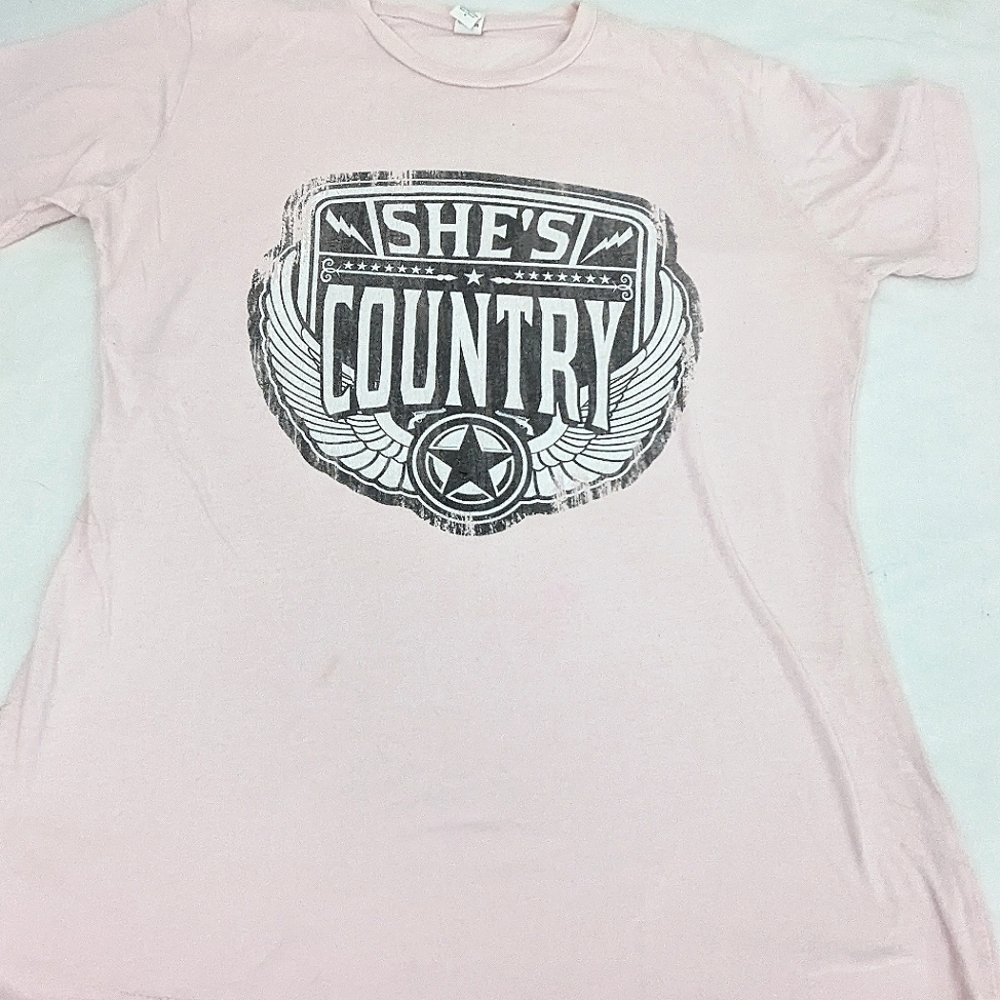 Jason Aldean SHE'S COUNTRY Light Pink Concert Tee Medium & Small